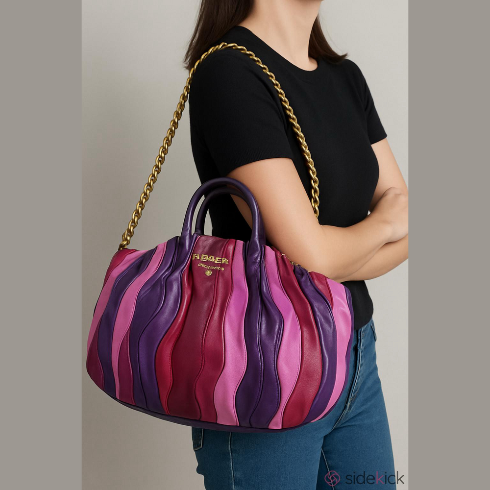 Prada Waves BN1680 Multicolor Nappa Leather Striped Satchel Bag - Picture 12 of 12